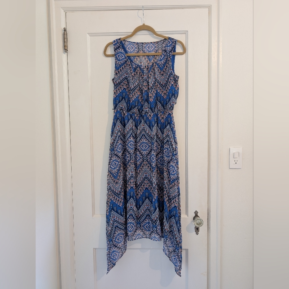AB Studio Asymmetrical Blue and White Tank Dress Size Small
